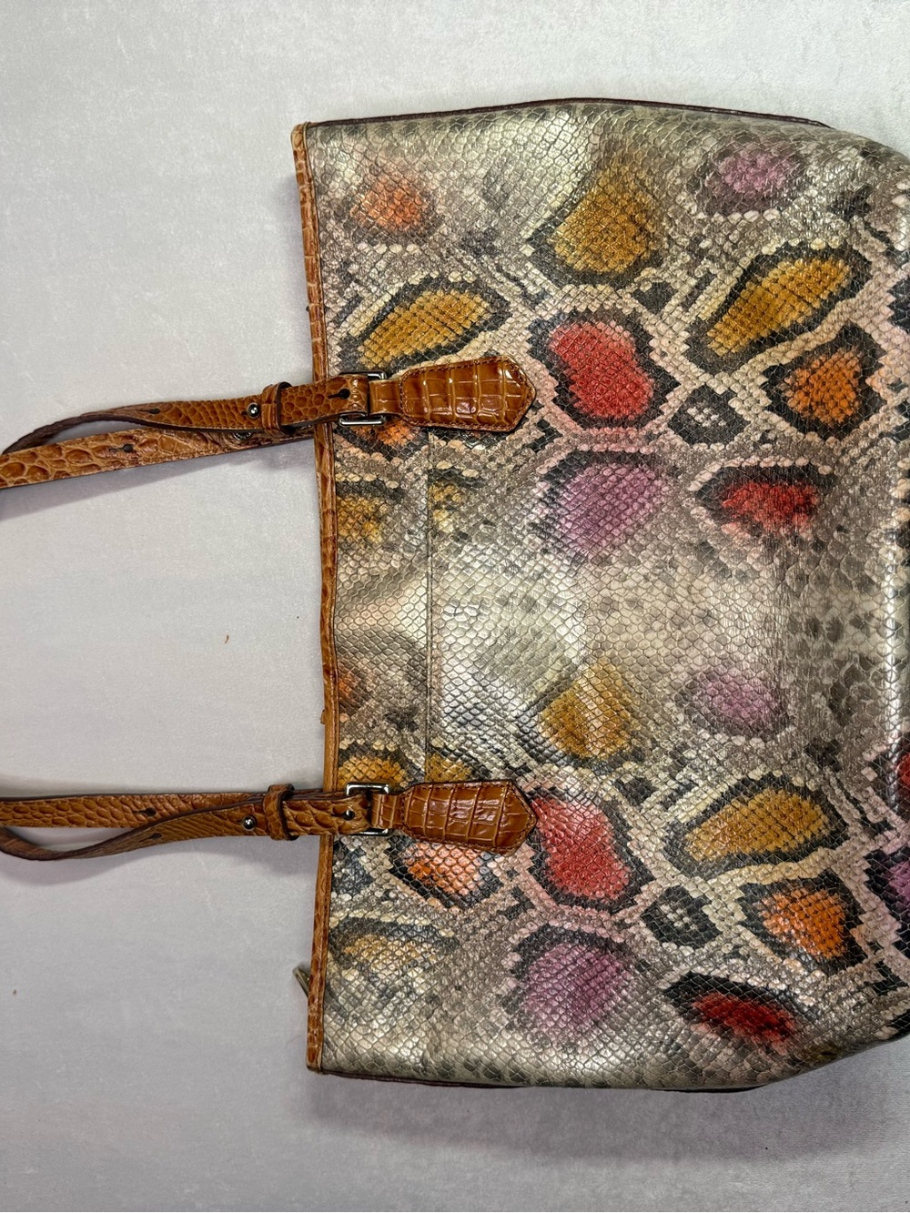 Brahmin Medium Asher Tote Bag in a Multi-Color Python Printed Leather - Picture 6 of 12
